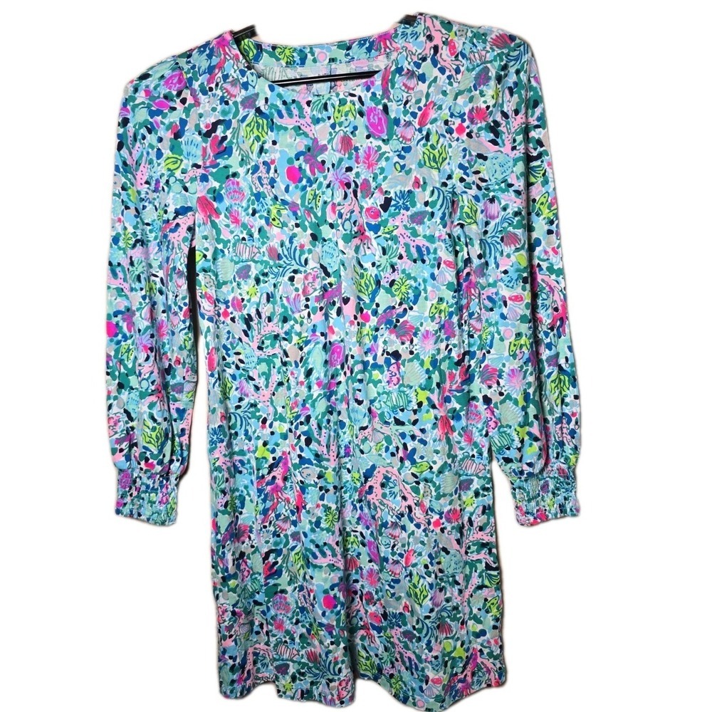 Lilly Pulitzer Tropical Ocean Shell Print Tunic Top Size Medium Style 008783 t10 - Picture 1 of 8